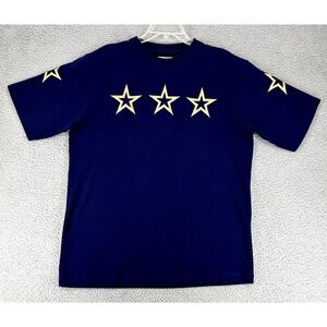 Line Up Stars T Shirt Women Size L Short Sleeve Navy Matching Earrings